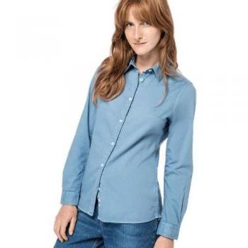 Azure Breeze Washed Long‑Sleeve