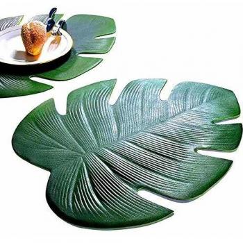 Sous-plat feuille verte 46 x 37 cm