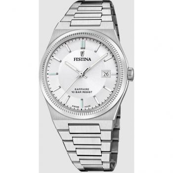 Festina Herren Quarzuhr F20034/1 Swiss Made Edelstahlarmband Silber