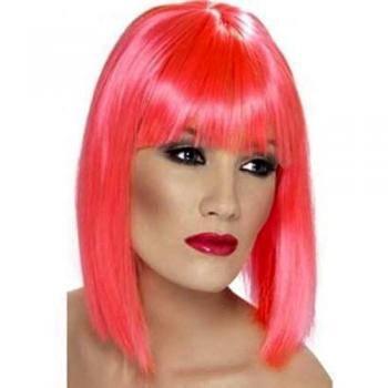 Parrucca Rosa Media con Frangia