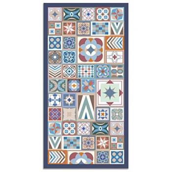 Tapis vinyle multicouleur 60x250 cm style carreaux ciments