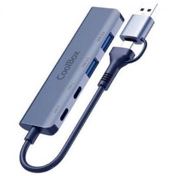 CoolBox 4‑puerto HUB Lite con 2 USB‑C y 2 USB‑A Gen1