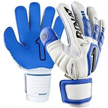 Rinat Junior UNO Premier NRG Spine Semi-Torwarthandschuhe, Farbwahl Weiß/Blau, Größe 4