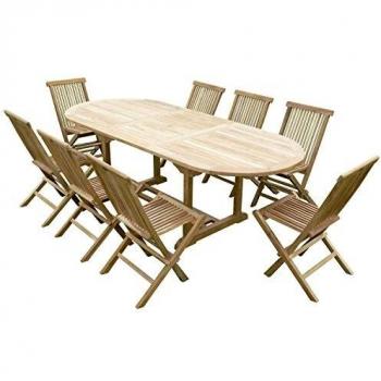Ensemble extérieur en teck Milana 8 chaises Jenae