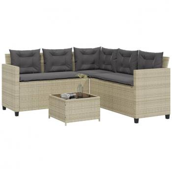 VidaXL Light Grey Poly Rattan L-Shaped Garden Sofa Set with Table and Cushions
