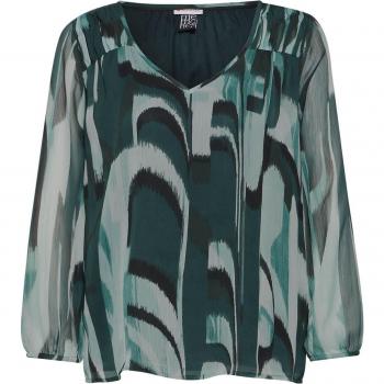 STREET ONE Damenbluse Chiffon mit All-Over Print hunter green Gr. 42