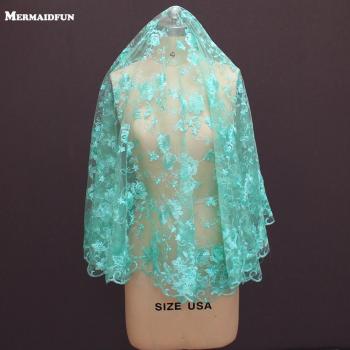 Bridal Blue Lace Face Veil Without Comb