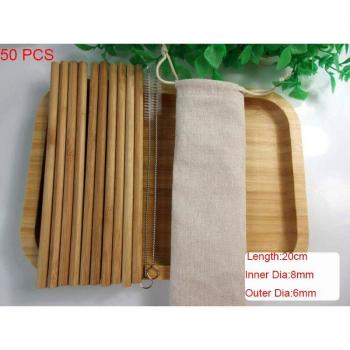 100 Stück wiederverwendbare Bambus-Trinkhalme 20 cm