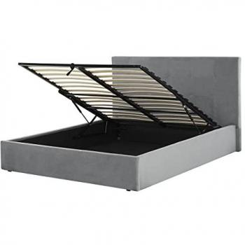 BELIANI Grau Samtstoff Bett mit Stauraum 160 x 200 cm