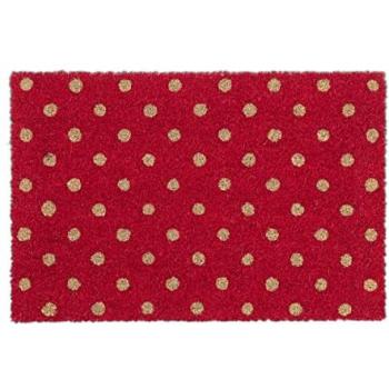 Paillasson coloré en fibres de coco, rouge à pois, 40x60 cm, pour intérieur et extérieur