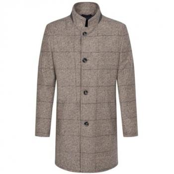 Beige Herren Kurzmantel mit Karodessinierung von Bugatti, Größe 54