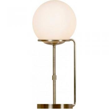 Searchlight Lighting Sphere 1 Light Table Globe Lamp White, Antique Brass with Glass Shade, E27