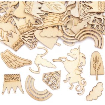 Sparkling Unicorn Wooden Embellishments (Pack of 40) Craft Blanks & Bases
