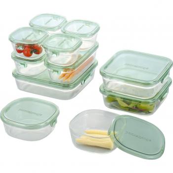 Iwaki 11er Set Glasbehälter, mikrowellengeeignet, grün