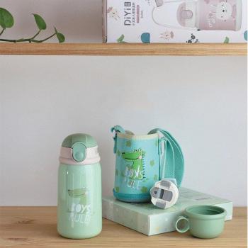 Kindergartendino Milchthermobecher 360 ml – Edelstahl‑Isolierbecher mit leckeres Tassen-Design