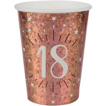 Anniversaire 18 ans – Set de 10 Gobelets Carton Rose