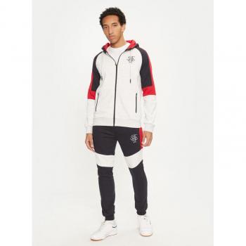 Contrast Panel Ecru Hoodie and Jogger Set for Men