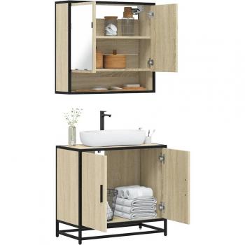 Mobiliario de Baño Doble de Roble Sonoma – Maison Exclusive 2 Piezas
