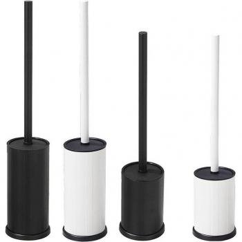 MTTUZK WC-Pinsel-Set, matt schwarz, Halter aus Aluminium, weiß