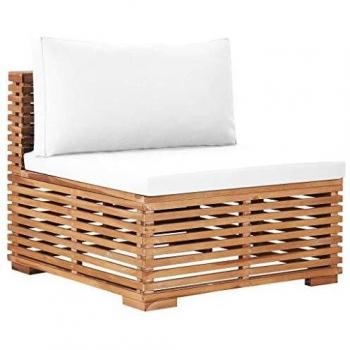 Meuble lounge en teck pour terrasse, revêtement blanc