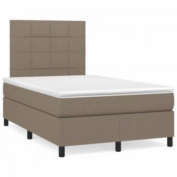 Cama box spring con colchón y LED tela gris taupe 120x190 cm vidaXL