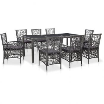 Mobilier de terrasse 9 pcs Résine tressée Gris