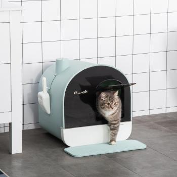 Cat Litter Box with Filter and Flap Door
