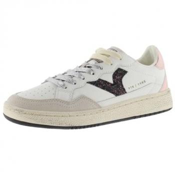 Baskets cuir femme Victoria Smash logo pailleté arrière métallisé