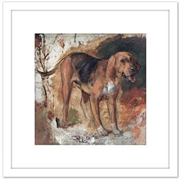 Artery8 White Bloodhound Wall Painting – 8 Square Framed