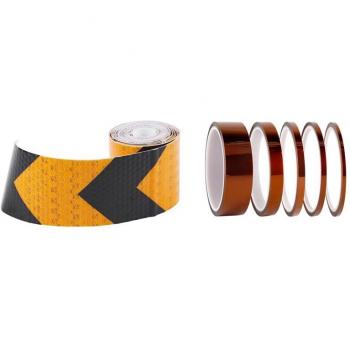 Black Yellow Reflective Safety Tape 2 x 10ft, High-Temp Polyimide, 5 Pack
