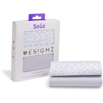 Snuz Bedside Crib Sheets, Wave Mono – Two-Pack