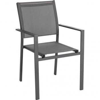 Lazy Alu‑Stuhl PULSIVA – 59 × 58 × 84 cm, Sitz in Anthrazit, Rahmen grau, 4er-Pack