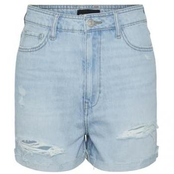 PIECES Pcamer Ultra LBD Verwaschene High Waist Jeansshorts für Damen