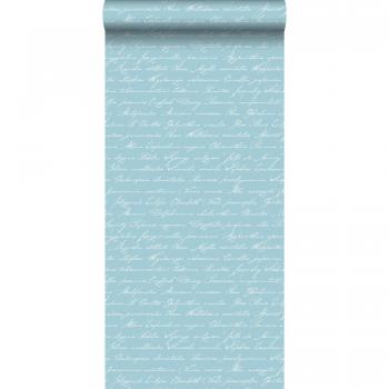 Papier Peint Manuscrit Floral Bleu 53 cm