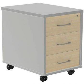Cajonera 3 tiroirs finition aluminium et blanc