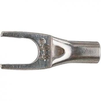 Unisolierter Klauke 94C6 Gabelkabelschuh 4 mm² – Silber, Rohrkabelanschluss, sichtbares Loch