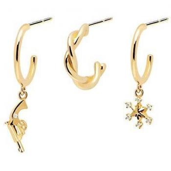 Set de joyería RANCH P D PAOLA BU01-003-U pendientes plata dorada circonita