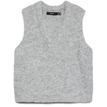 Vero Moda Pullunder XL – Meliertes Grau, Rippmuster, V-Neck