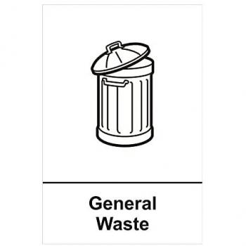200mm x 300mm General Waste Recycling Sign, Self-Adhesive Vinyl