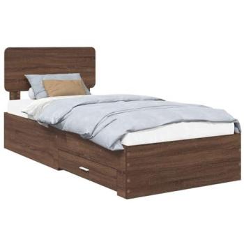 Brown Oak 75x190cm Bed Frame & Headboard, Engineered Wood – vidaXL Edition