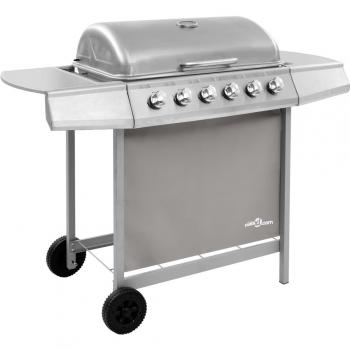 Barbacoa de gas con 6 fogones y tapa protectora VidaXL