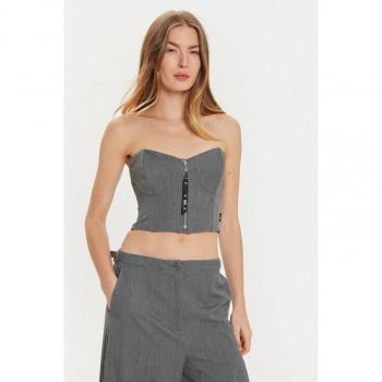 Top Twinset Myfo Ricamato Grigio Medio Melange L