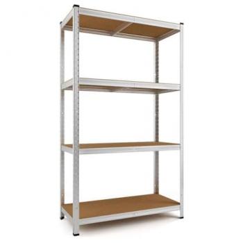 Estantería de Acero Galvanizado con 4 Baldas de MDF, 140 x 70 x 30 cm, Ideal para Garaje y Trastero