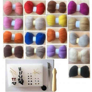 DIY Wool Fiber Tops for Needle Felting 10g/17pcs