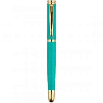 Pluma de tinta azul y estuche Belius Soiree turquesa dorado