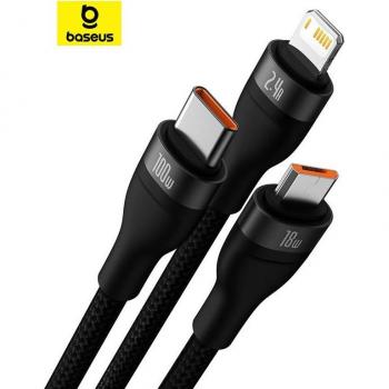 UltraCharge 100W USB‑M/L/C Connector Cable (Blue)