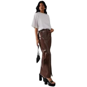 Premium Shimmer Denim Maxi Skirt in Brown – Size 8 for Women