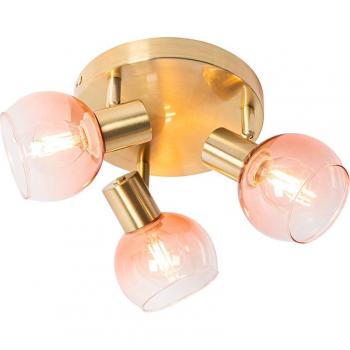 Art Deco 3-flammiger Aufbaustrahler Vidro, E14, Rosa, Stahl, ohne Leuchtmittel