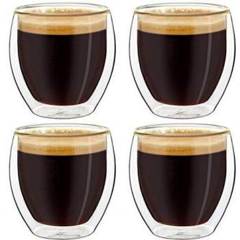 Creano Borosilikatglas doppelwandige Espresso-Gläser, 4er-Set 100ml