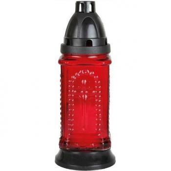 Hochwertige Grableuchte aus Glas in Rot
